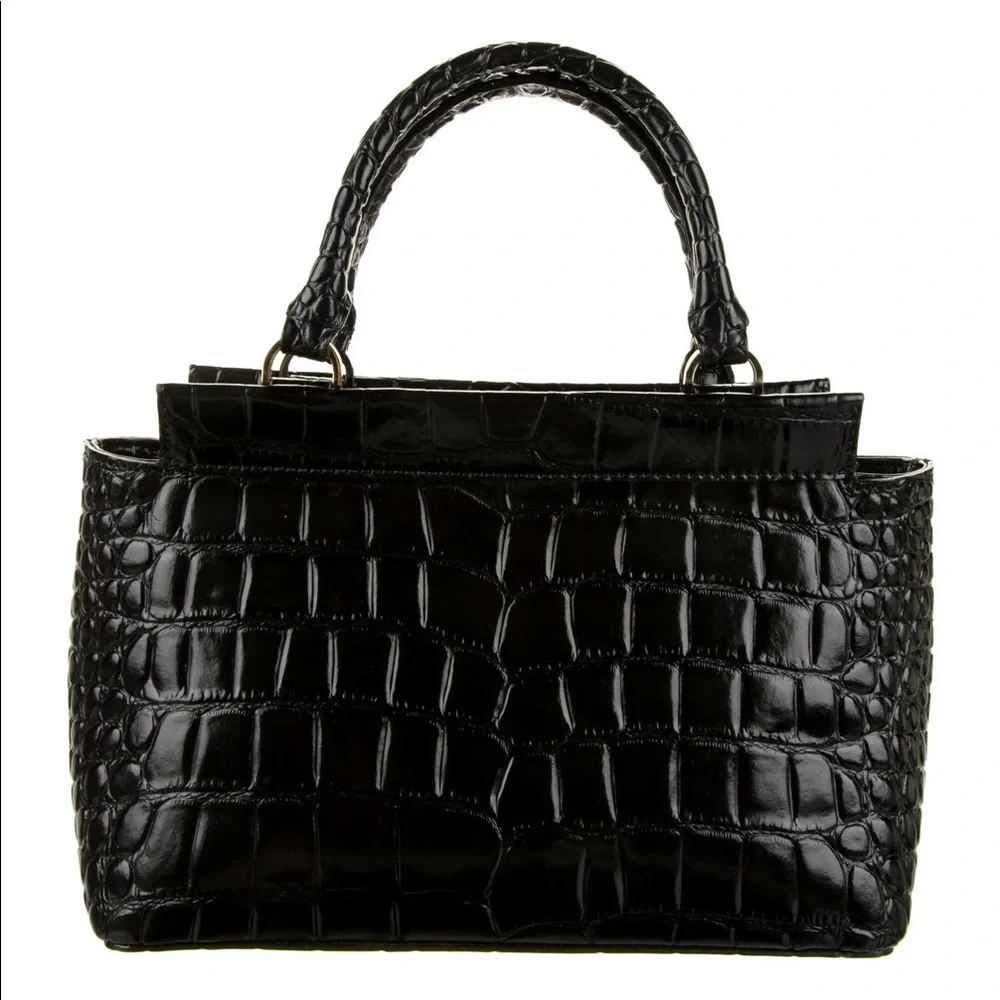 Kate Spade ♠️ Ridgely Avenue Becky Black Crocodile Embossed Satchel 🐊